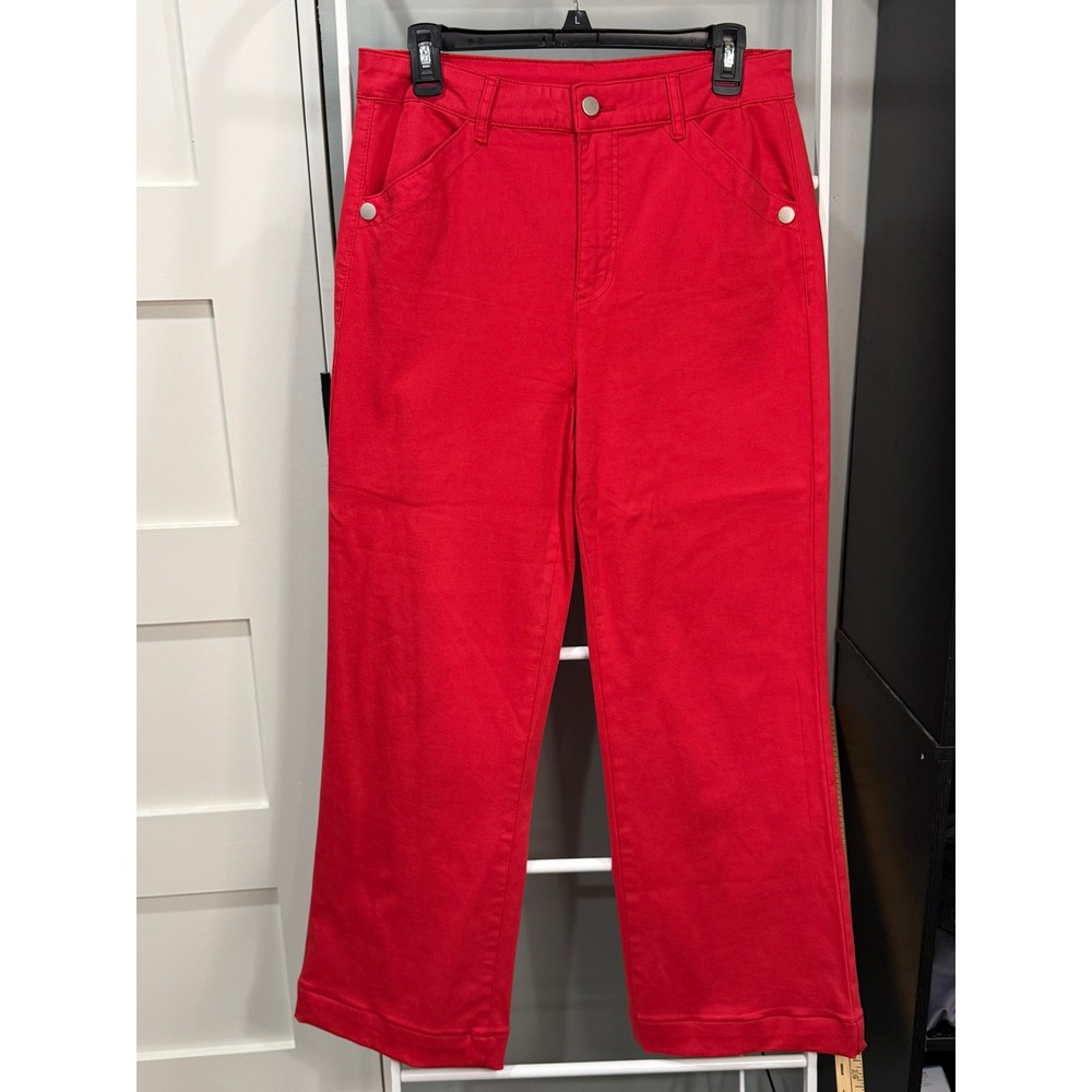 Tribal Red Wide Leg Pants Womens 10 High Rise Stretch Twill Trousers Utility